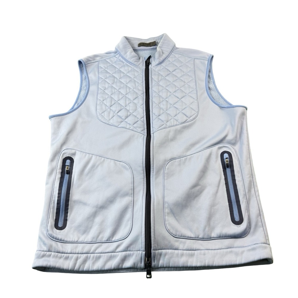 G/FORE Periwinkle Full Zip Quilted Mens Golf Vest Blue Large